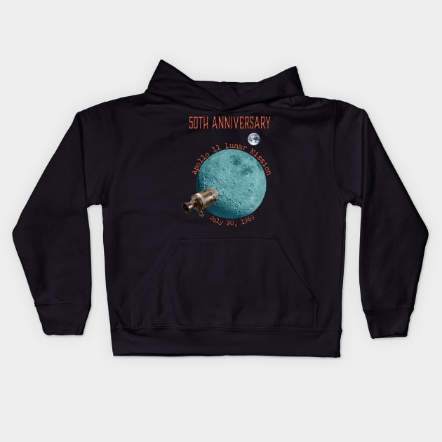 Apollo 11 Lunar Landing 50th Anniversary of First Man on the Moon Kids Hoodie by StephJChild